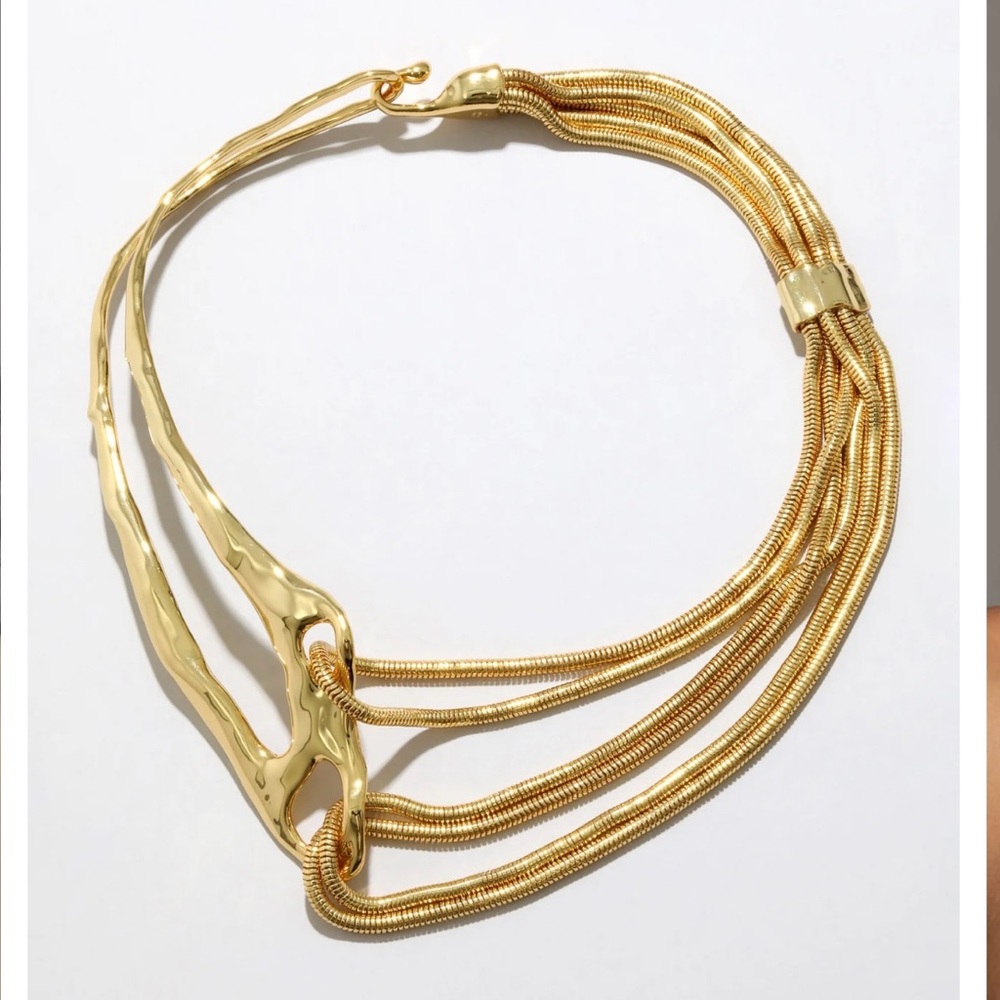 Alexis Bittar Molten Gold Intertwined Snake Chain Necklace